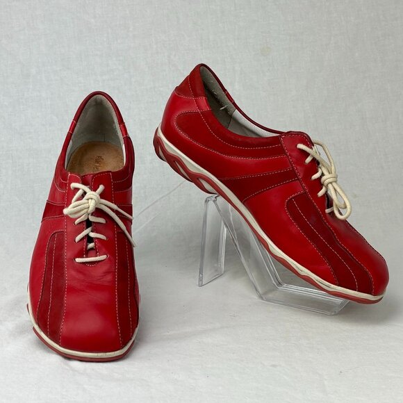 Remonte Red Leather Comfort Shoes with Stylish Sole - Picture 1 of 11